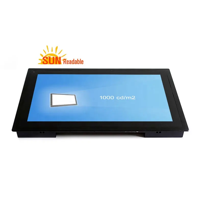 Fanless Embedded Computer Linux Front IP65 Waterproof Touch Screen PC 1000 nits Industrial Control Panel PC