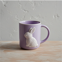 Tasse en céramique gaufrée petite abeille avec poignée tasse à thé de couleur blanc et vert clair tasses à café Latte de Style minimaliste