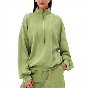 Herfst/winter yogakleding sportsweatshirt voor ademende, loszittende hardloopfitness-casual topblouse met opstaande hals - Product Image 2