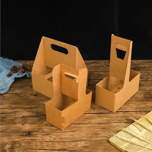 Soporte portátil para taza de café para llevar, caja de papel para llevar cerveza con asa