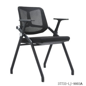 Chaise de bureau moderne noire à dossier en maille avec accoudoirs fixes, pieds en métal, empilable, chaise de conférence 37733-LJ-9003a - Product Image 2