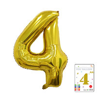 Ballon en Mylar en forme de chiffre, style mince, 32 pouces, gonflable à l'hélium, emballé individuellement avec support en carton pour la décoration de fête d'anniversaire