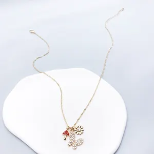 Kualitas Terjamin Mewah Busur Kelopak Jamur Kalung Perhiasan Set Pesta Hadiah Ulang Tahun Kalung