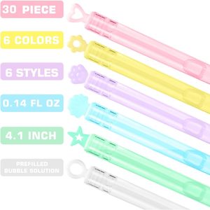 Set di Mini bacchette a bolle da 30 pezzi 6 stili e 6 colori fantastici giocattoli per esterni e interni per bambini bomboniere per feste - Product Image 2