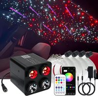 Kit de plafond étoilé à fibres optiques RGBW à 4 têtes avec contrôle par application et effet de météore filant pour toit de voiture