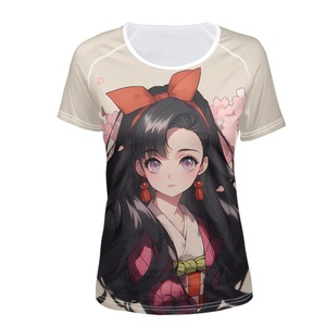 T-<span class=keywords><strong>shirt</strong></span> classique imprimé beau motif de fille d'anime T-<span class=keywords><strong>shirt</strong></span> à <span class=keywords><strong>col</strong></span> <span class=keywords><strong>rond</strong></span> pour femmes avec manches raglan T-<span class=keywords><strong>shirt</strong></span> personnalisé - Product Image 3