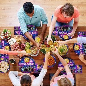 DAMAI <b>Disco</b> Party Paper Plates Set the 70s Birthday Party <b>Decorations</b> 80s 90s Dance <b>Disco</b> Theme Tableware Kit Serves 24 - Product Image 6