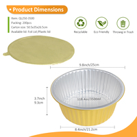 Boîte de conditionnement alimentaire en plastique de qualité alimentaire avec couvercle en aluminium doré, scellable au micro-ondes, 3500 ml