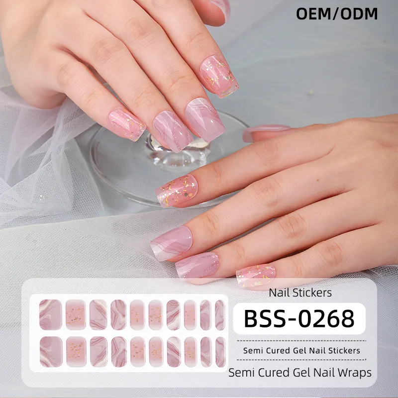 OEM ODM Christmas Factory Price Semi Cured Nail Stickers Adhesive UV Gel Nail Sticker Custom Logo Sticker Gel Nail