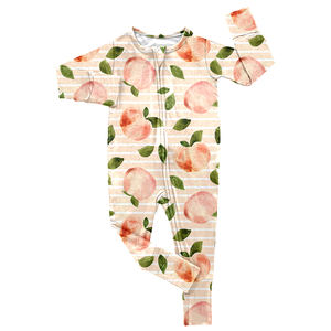 Cetak kustom 95% bambu 5% kain Viscose Romper lipat atas bayi perempuan baru lahir anak laki-laki 2-arah Zippy Sleeper satu potong piyama - Product Image 4