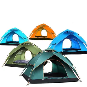 Outdoor Portable Double Layer Waterproof 3-4 Person Hiking Beach Folding Automatic Camping Tents/