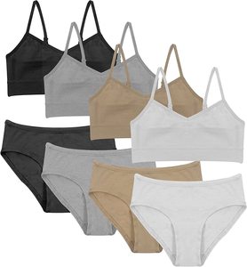 Conjunto de bragas a juego para niñas populares - Bralettes de algodón y bragas de cintura baja - Paquete múltiple - Product Image 4
