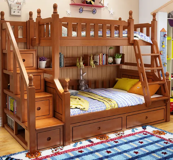 Beliche escolar Cama infantil para crianças Conjunto quarto Space Saving Home Bedroom Furniture Kids Beliche de madeira