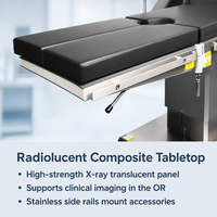 Table d'opération électrique à trois fonctions avec surface radiolucente, hauteur 650-950 mm, 180 kg