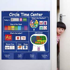 Circle Time Center Pocket Chart <b>Calendar</b> Educational Classroom Pocket Chart with Learning Shapes Colors School Office Supply - Product Image 3