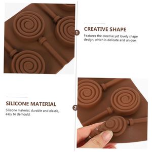 6-Cavity DIY Round Spiral Swirl Shape 3D Silicone Lollipop Mold Candy Chocolate Gummy Fondant <b>Mould</b> Bakeware, Baking Tools Tray - Product Image 4