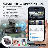 Caméra de tableau de bord de voiture avec écran IPS HD1080P à 3 objectifs, 3 pouces, rétroviseur, enregistrement en boucle, WiFi, vision nocturne
