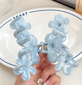 Pince à <span class=keywords><strong>cheveux</strong></span> en plastique grande taille 11 cm/4,33 po, motif fleur fraîche, style pince requin, pour l'arrière de la tête, nouveau style pour femme - Product Image 4