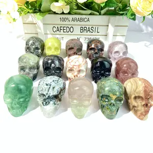 Wholesale Natural Polished Gemstone Hand Carved Healing Stones Obsidian Mixed Crystals Skulls For Healing