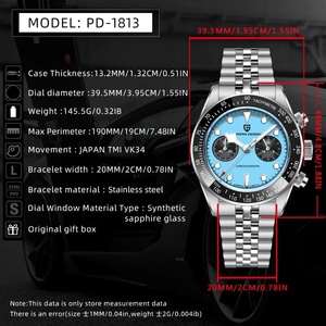 นาฬิกาข้อมือผู้ชาย PAGANI DESIGN รุ่น PD-1813 โครโนกราฟ สปอร์ต ดีไซน์ BB Panda ควอตซ์ สายสแตนเลส กันน้ำ 100 เมตร - Product Image 6