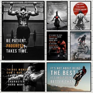 Motivational Quote tập thể dục Áp phích thể hình xe máy rock-leo lên vải sơn nghệ thuật Deco tường nghệ thuật hình ảnh nhà phòng tập thể dục trang trí nội thất - Product Image 2