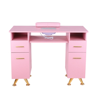 Table de Manucure Rose Chaude Vente pour Salon de Beauté, Station Spa avec Tiroirs pour Onglerie