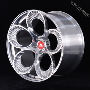 Jantes en alliage forgé monobloc, design trèfle à quatre feuilles, finition chromée argentée brillante, polies, 6061-t6, pour <span class=keywords><strong>Alfa</strong></span> <span class=keywords><strong>Romeo</strong></span> Lamborghini - Product Image 3