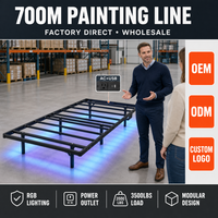 Cadre de lit en fer pour appartement, mobilier d'hôtel OEM, cadre de lit flottant en métal avec éclairage LED