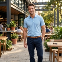 Tissu tricoté doux CVC anti-rétrécissement, doux pour la peau, facile d'entretien, coupe moderne, marque privée, logo personnalisé, vente en gros pour chemises homme en usine