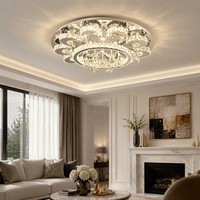 Lustre moderne en forme de fleur, lampe de plafond en cristal LED pour la décoration de la maison, éclairage de plafond avec télécommande et variateur d'intensité