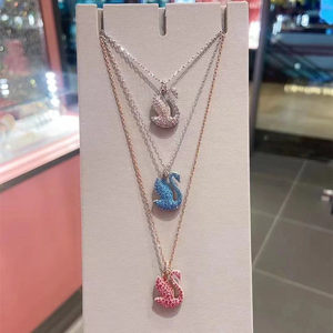 Nouveau <span class=keywords><strong>Collier</strong></span> Cygne en Tungstène Noir 2024 pour Femme, Chaîne de Clavicule de Luxe Léger, Strass en Cristal, Cœur Battant Dynamique - Product Image 4