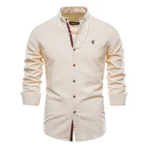 Men's Social Cotton Shirt High Quality Long Sleeve Shirt Solid Color With Lapel Casual Spring Autumn New