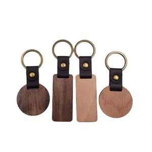 Keychains for Engraving Blanks Keychain for DIY Employee <b>Gifts</b> Craft Leather Blank Wooden Keychains - Product Image 1