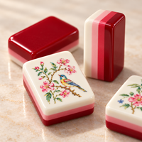 Ubin Mahjong Amerika Berukir 160PCS Mewah 4-Lapisan Merah 32mm Akrilik untuk Hadiah Stok Gudang