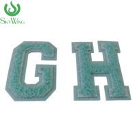 Lot de patchs brodés 3D en chenille verte à coudre, lettres A-Z, pour vestes, sacs, accessoires, chapeaux