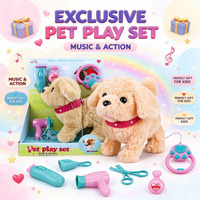 Jouet chien Golden Retriever électrique en peluche à tirer, chiot marcheur, ensemble de jeu musical répétitif pour enfants, cadeau pour le toilettage des animaux de compagnie - Vente chaude