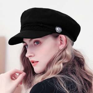 <span class=keywords><strong>Casquette</strong></span> de baseball pour femmes Chapeaux pour femmes Hiver Octogonal Fashion French Wool Baker's Boy Hat Cap Female Black Streetwear Caps 2020 - Product Image 1
