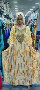 Robe décontractée d'été pour femme en polyester antistatique, coupe ample, grande taille, épaules dénudées, ornée de strass et de pompons, imprimé floral, style <span class=keywords><strong>Kanga</strong></span> - Product Image 5