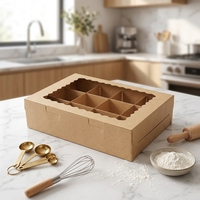 Boîte d'emballage en papier kraft pour 12 cupcakes/muffins/tartes aux œufs Baking Star avec option à emporter