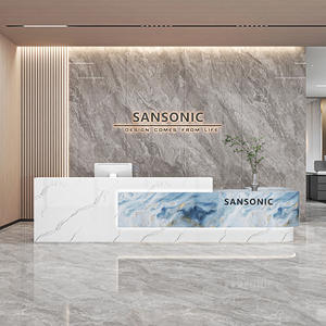 Bancone Reception Moderno Minimalista a <span class=keywords><strong>L</strong></span> Personalizzato per Ufficio, <span class=keywords><strong>Istituto</strong></span> di Formazione, Hall di Hotel, Palestra, Area Cassa - Product Image 2