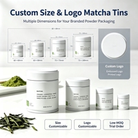 Boîte en métal ronde hermétique pour poudre de matcha, 30-50g, de qualité alimentaire, avec logo personnalisé et couvercle à vis