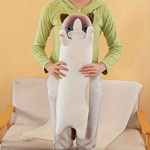 Peluche a Forma di Gatto Bianco con Fiocco, Cuscino Animale Imbottito Carino, Adatto per Ragazzi e Ragazze Come Regalo Festivo - Product Image 4