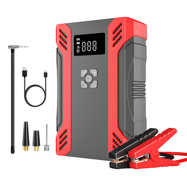 NOVUS 12V Portable Motorcycle/Car Jump Starter Tyre Pump Air Compressor 10000mAh High Rate Lithium Polymer Battery 1000A Peak