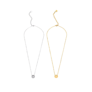 Collana con ciondolo a forma di lettera T in acciaio inossidabile, 1 cm, monofacciale, per donna, gioielli, catena sottile, collane con ciondolo. - Product Image 1