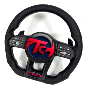 Volant sport personnalisé en cuir noir et fibre de carbone pour <span class=keywords><strong>Mercedes</strong></span> Benz <span class=keywords><strong>AMG</strong></span> W205 W206 W213, fond plat, amélioration sportive - Product Image 6