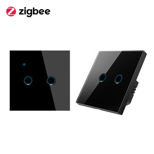 Nouveauté, prix d'usine, interrupteur mural tactile en verre Zigbee 2 gangues EU UK Tuya avec commande vocale par application - Product Image 1