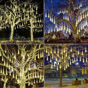 Guirlande lumineuse solaire en forme de pluie de météores, à brancher, étanche IP65, pour décoration de sapin de Noël, jardin, mariage, fête, vacances - Product Image 3