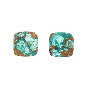 Pierre précieuse naturelle verte de 12 mm en chrysocolle de Mohave, cuivre, forme coussin lisse et plate, calibrée, pour la fabrication de bijoux DIY (bague, pendentif) - Product Image 1