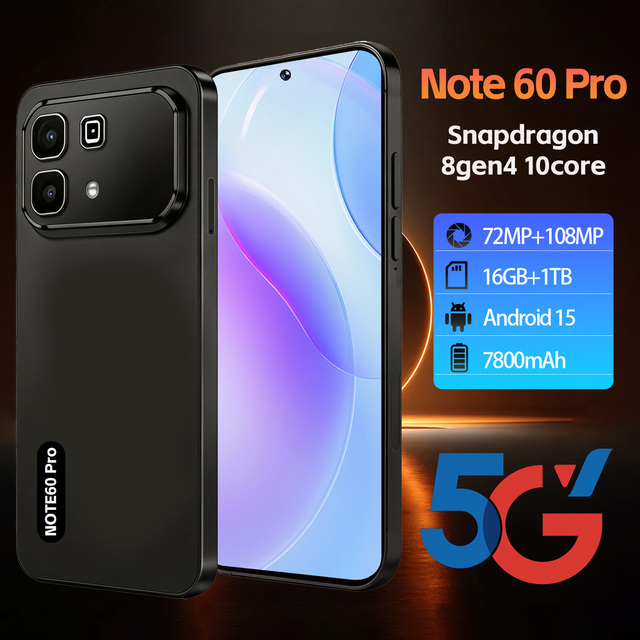 Original cellphone Note60 pro 5G smartphone Deca-core Type-C Full screen Android mobile phone