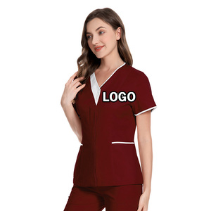 Logo kustom lengan pendek seragam scrub medis Pria Wanita set pakaian perawatan Klinik Gigi rumah sakit bedah dokter - Product Image 2